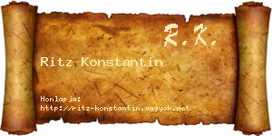 Ritz Konstantin névjegykártya